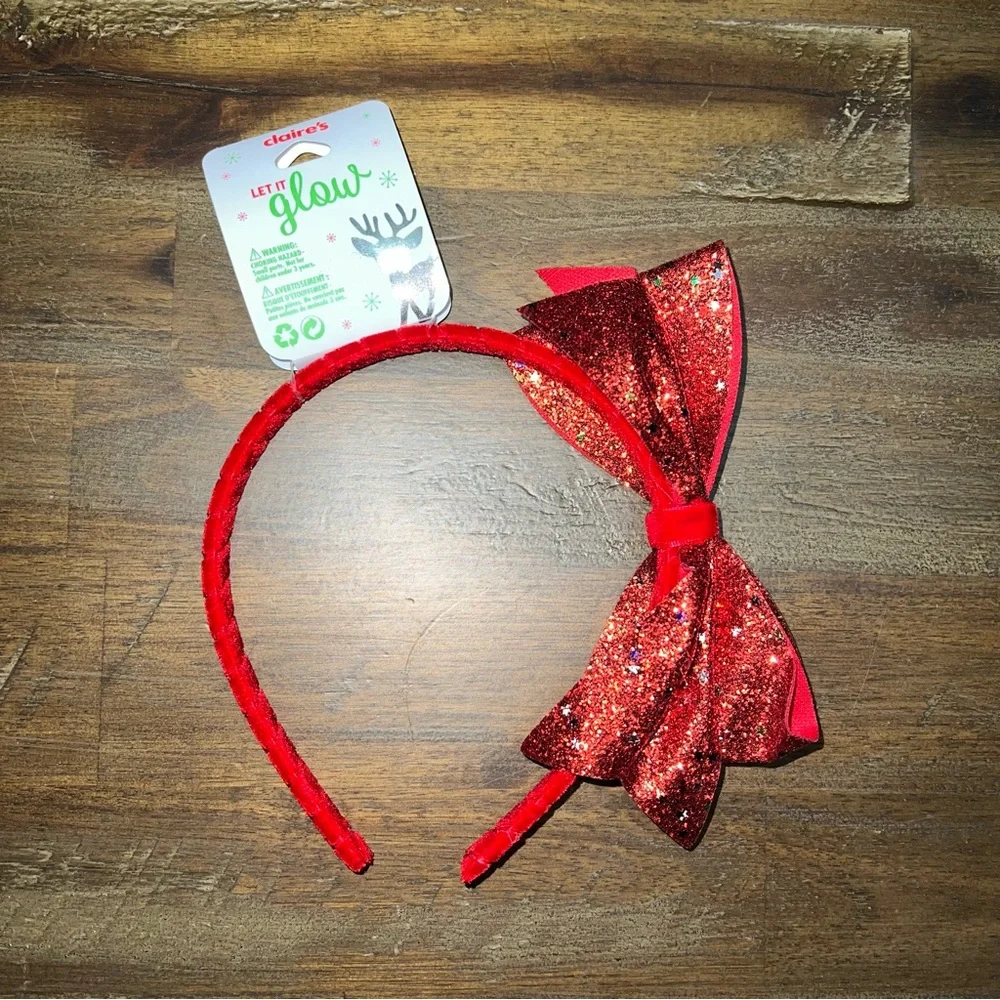 ✅ Claire’s red glitter and velvet double sided head band